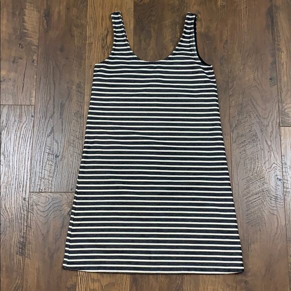 Madewell Black Effortless Striped Black/Cream Tank Dress - Picture 2 of 5